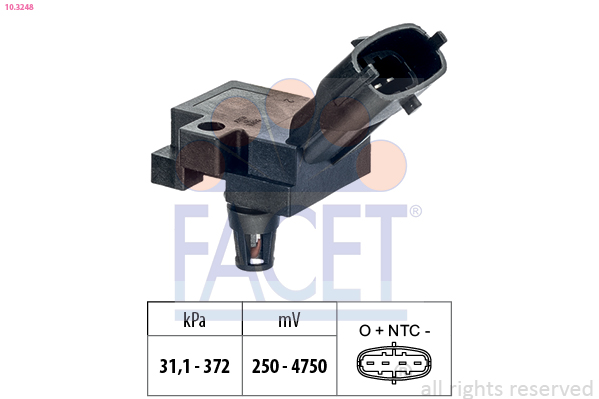 Sensore, pressione gas scarico FACET 10.3248