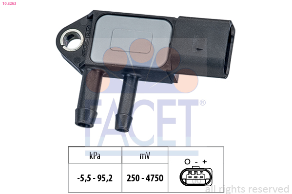 Sensore, pressione gas scarico FACET 10.3263