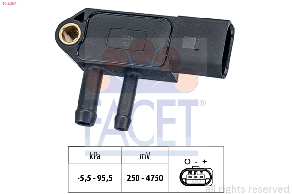 Sensore, pressione gas scarico FACET 10.3264