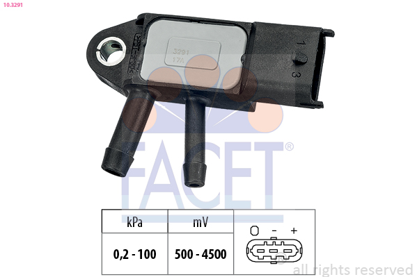 Sensore, pressione gas scarico FACET 10.3291