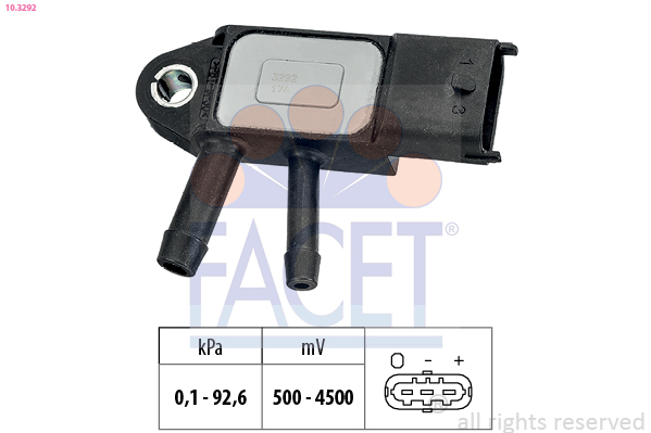Sensore, pressione gas scarico FACET 10.3292