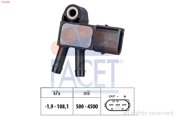 Sensore, pressione gas scarico FACET 10.3294