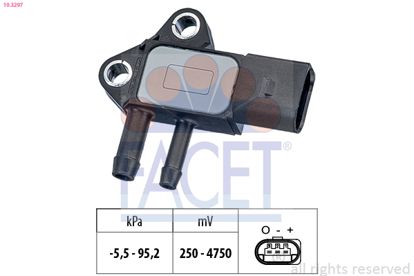 Sensore, pressione gas scarico FACET 10.3297