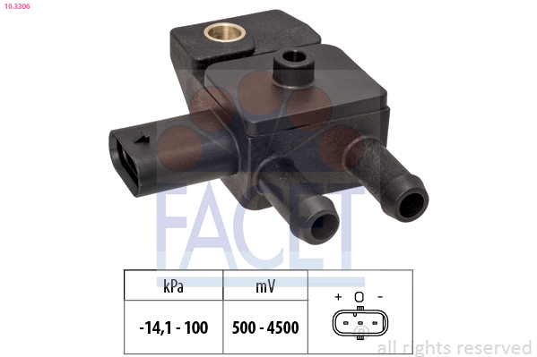 Sensore, pressione gas scarico FACET 10.3306