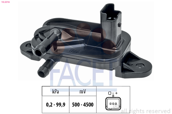 Sensore, pressione gas scarico FACET 10.3316
