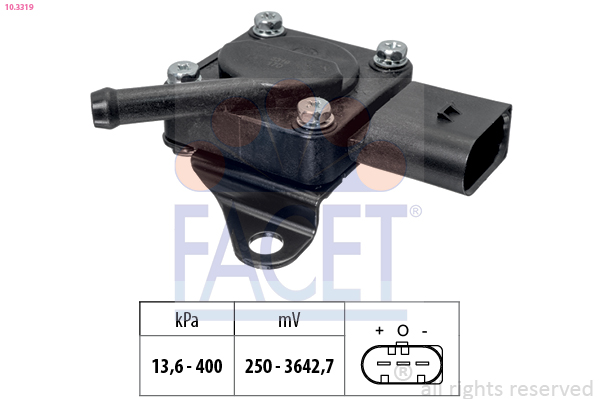 Sensore, pressione gas scarico FACET 10.3319