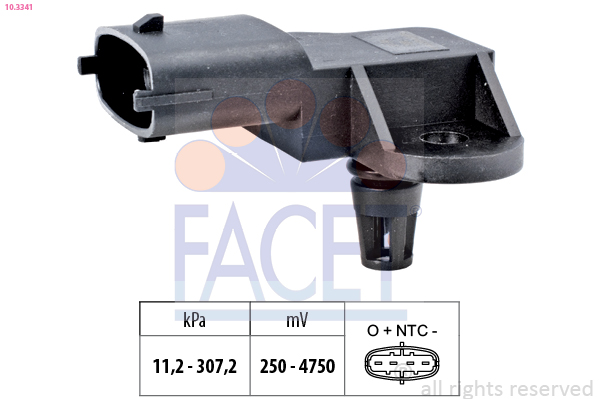 Sensore, pressione gas scarico FACET 10.3341