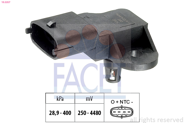 Sensore, pressione gas scarico FACET 10.3357