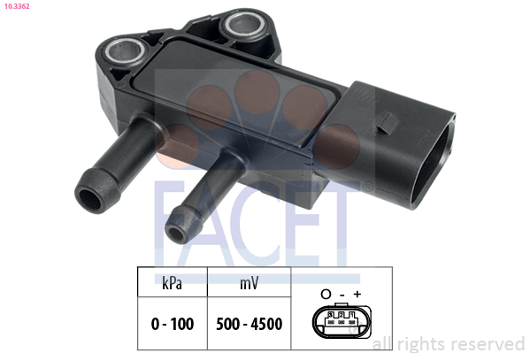 Sensore, pressione gas scarico FACET 10.3362
