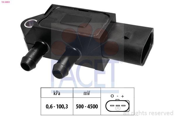 Sensore, pressione gas scarico FACET 10.3403