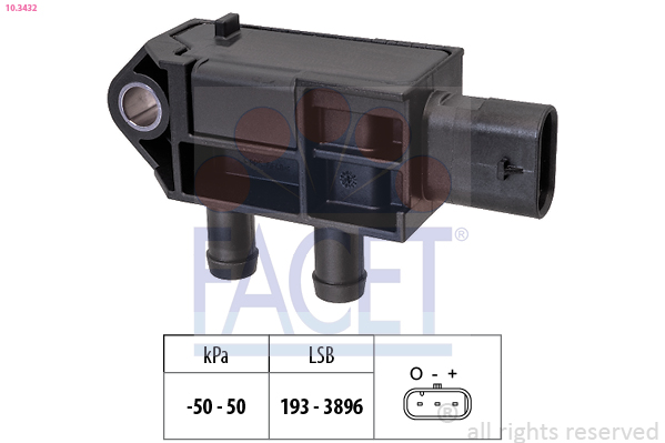 Sensore, pressione gas scarico FACET 10.3432