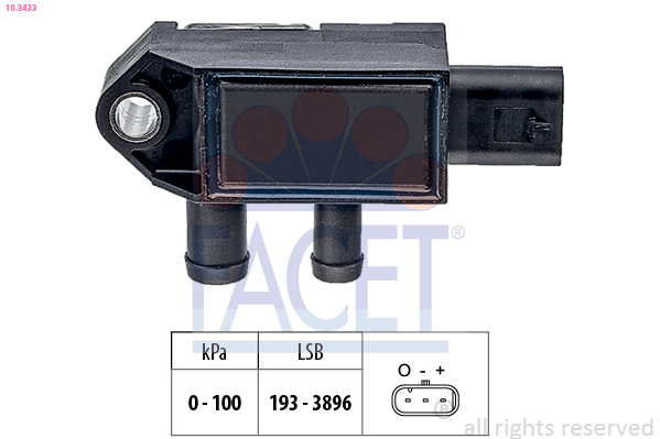 Sensore, pressione gas scarico FACET 10.3433