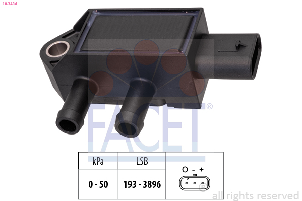 Sensore, pressione gas scarico FACET 10.3434
