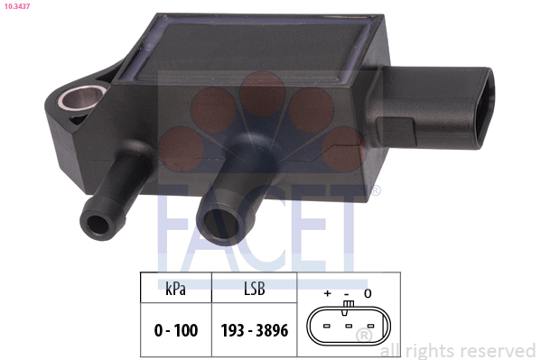 Sensore, pressione gas scarico FACET 10.3437
