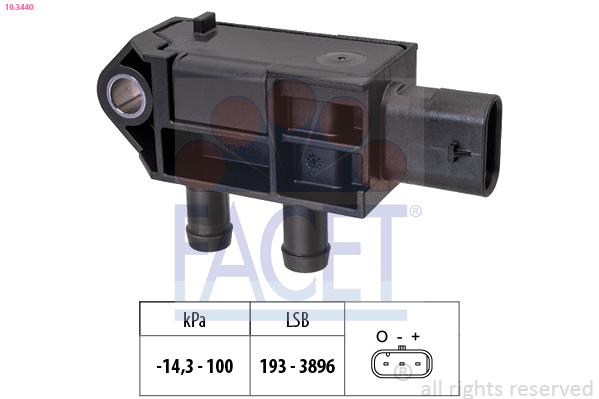 Sensore, pressione gas scarico FACET 10.3440