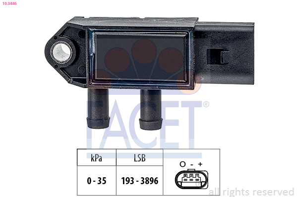 Sensore, pressione gas scarico FACET 10.3446