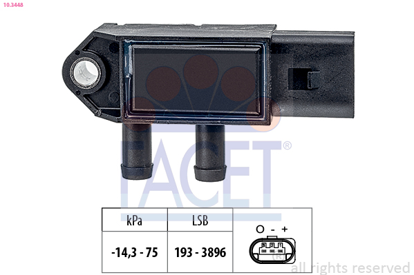 Sensore, pressione gas scarico FACET 10.3448