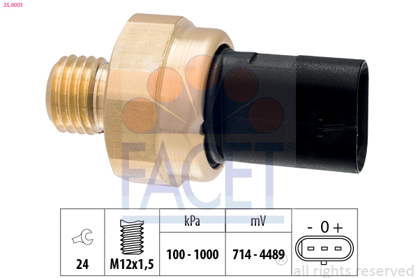 Sensore, pressione olio FACET 25.0001
