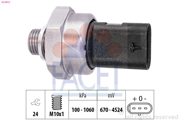 Sensore, pressione olio FACET 25.0015