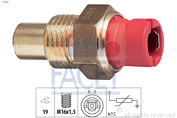 Sensore, temperatura refrigerante FACET 7.3002