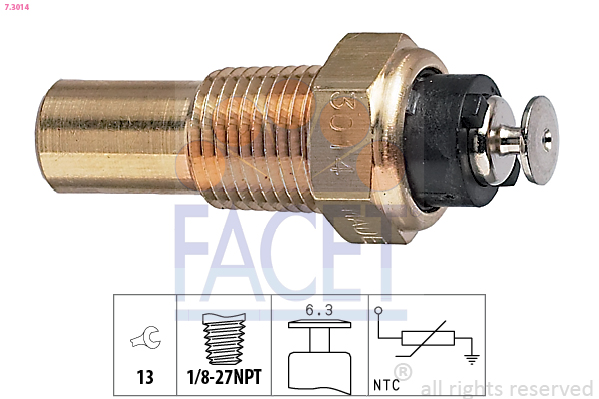 Sensore, temperatura refrigerante FACET 7.3014