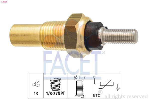 Sensore, temperatura refrigerante FACET 7.3028