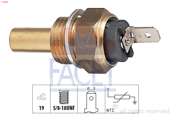 Sensore, temperatura refrigerante FACET 7.3047