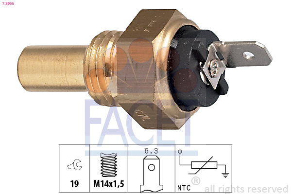 Sensore, temperatura refrigerante FACET 7.3066