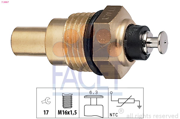 Sensore, temperatura refrigerante FACET 7.3067