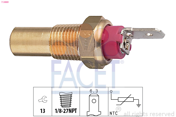 Sensore, temperatura refrigerante FACET 7.3069