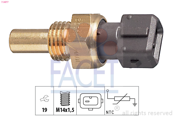 Sensore, temperatura refrigerante FACET 7.3077