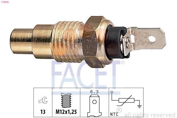 Sensore, temperatura refrigerante FACET 7.3078