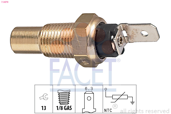 Sensore, temperatura refrigerante FACET 7.3079