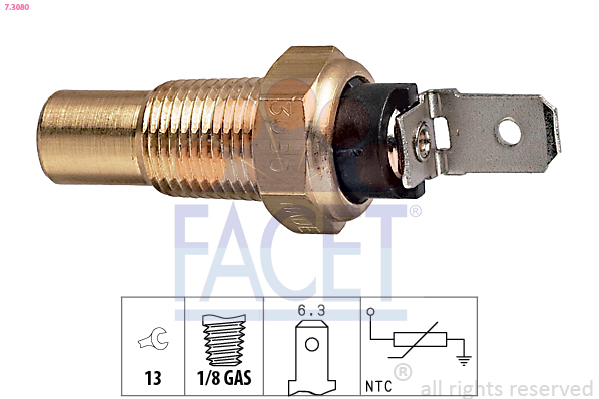 Sensore, temperatura refrigerante FACET 7.3080