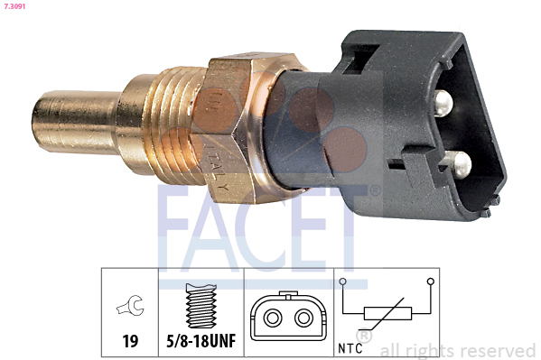Sensore, temperatura refrigerante FACET 7.3091