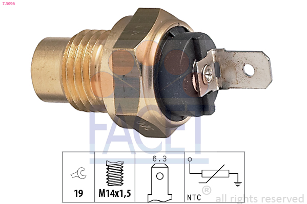 Sensore, temperatura refrigerante FACET 7.3096