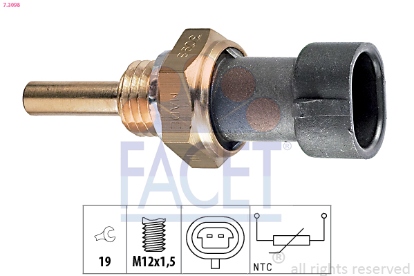 Sensore, temperatura refrigerante FACET 7.3098
