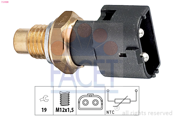 Sensore, temperatura refrigerante FACET 7.3109