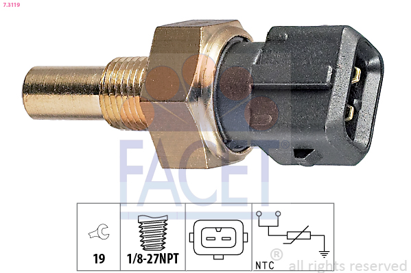 Sensore, temperatura refrigerante FACET 7.3119
