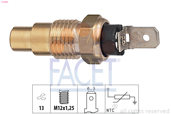Sensore, temperatura refrigerante FACET 7.3121