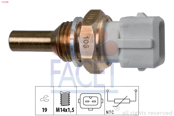 Sensore, temperatura refrigerante FACET 7.3126