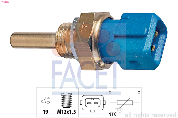 Sensore, temperatura refrigerante FACET 7.3128
