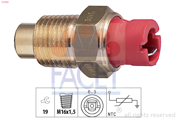 Sensore, temperatura refrigerante FACET 7.3132