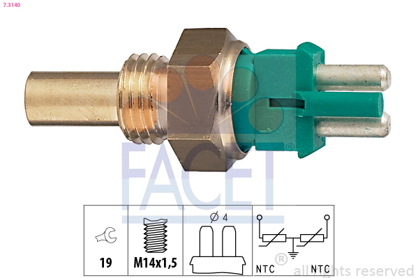 Sensore, temperatura refrigerante FACET 7.3140