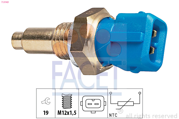 Sensore, temperatura refrigerante FACET 7.3143