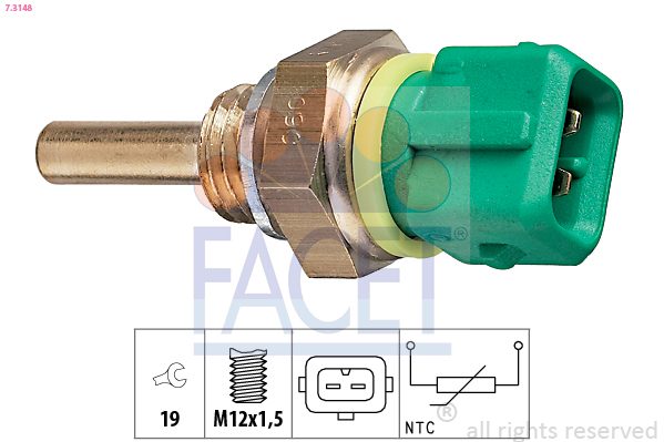 Sensore, temperatura refrigerante FACET 7.3148