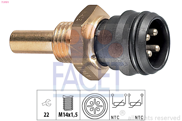 Sensore, temperatura refrigerante FACET 7.3151