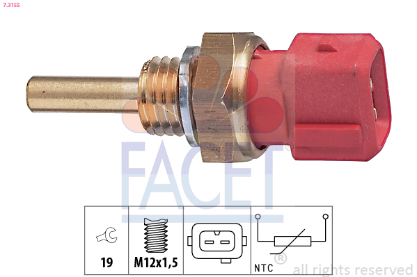Sensore, temperatura refrigerante FACET 7.3155