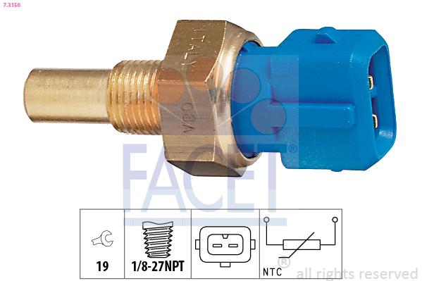 Sensore, temperatura refrigerante FACET 7.3156