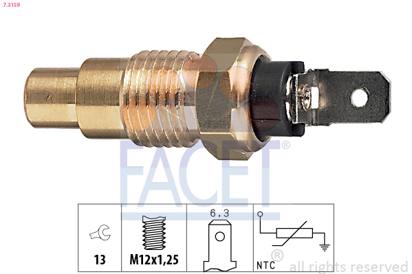 Sensore, temperatura refrigerante FACET 7.3159